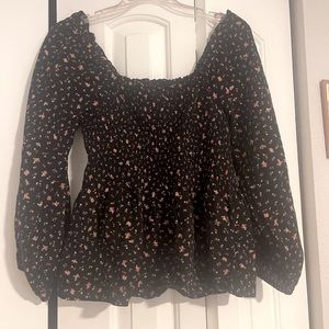 Madewell long sleeve peplum blouse